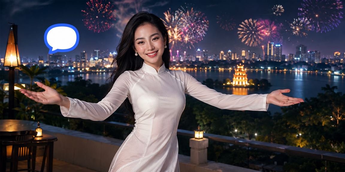 Người chơi tại Hà Nội trong trang phục truyền thống kiểm tra thông tin ưu đãi trên điện thoại