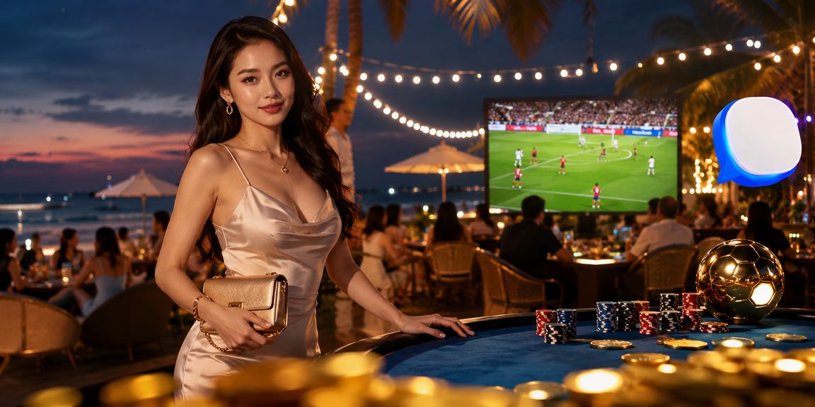 Người dùng thư giãn tại bãi biển Phú Quốc theo dõi kèo bóng đá một cách thư thái